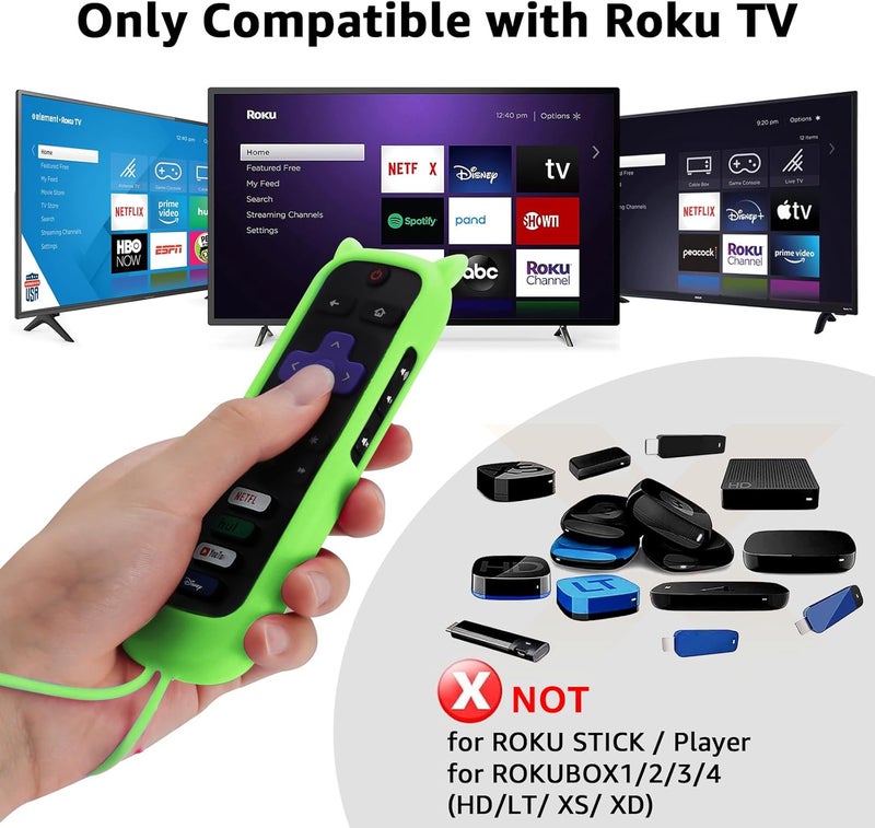 SOTATOO (عبوة من 2) جهاز تحكم بديل لتلفاز Roku مع غلاف واقي ناعم (يتوهج في الظلام) ، جهاز تحكم عالمي لتلفازات TCL Roku/Hisense Roku/Onn Roku/Sharp Roku/Element Roku/Philips Roku الذكية - Image 2